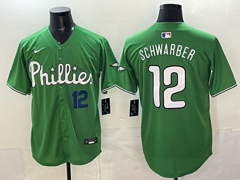 Men 2026 Philadelphia Phillies #12 Schwarber Green Game Nike MLB Jersey style 0018->philadelphia phillies->MLB Jersey